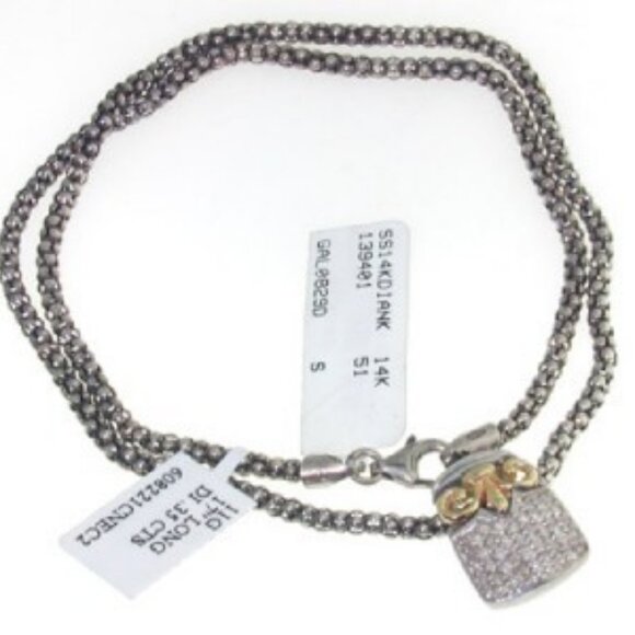 14K Yellow Gold and Silver Diamond Necklace-Vintage - Picture 5 of 11